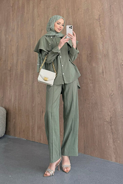 Şulemoda Giyim Kulis Pelerinli Suit Khaki
