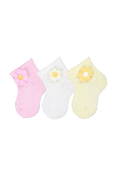 Bross Patterned baby girl 3-piece sock set