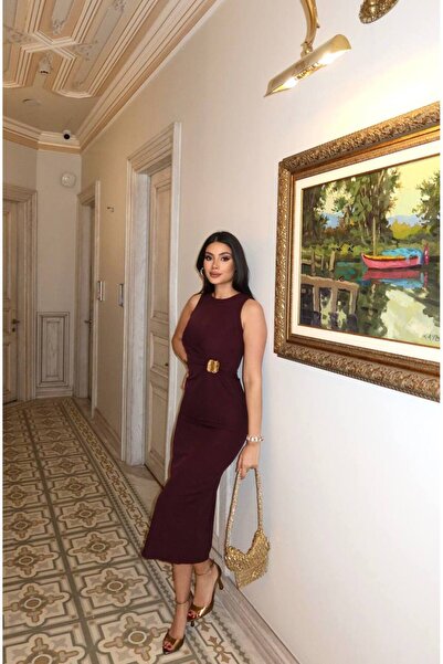 KECHİ WOMAN Long Dress with Double Fabric Accessories