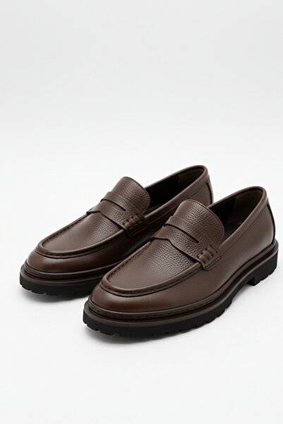 LUSIVE Genuine Leather Brown Laceless Comfortable Men's Classic Shoes Luass28...