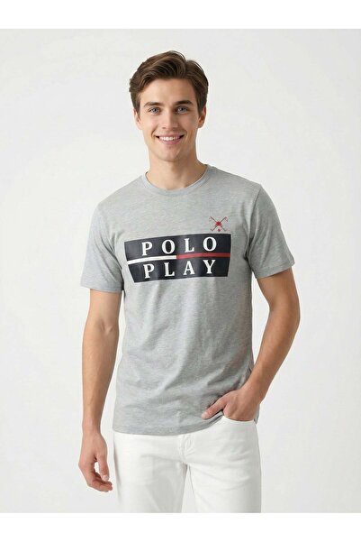 poloplay تيشيرت للأولاد برسومات - رمادي