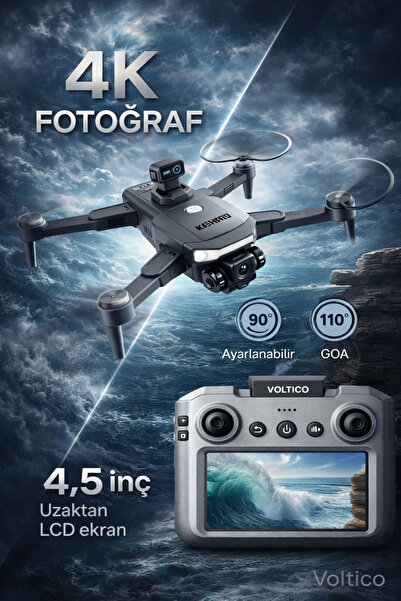 Voltico GPS 4K Drone – 200W HD Kamera, 5G WiFi, 4.5” LCD Ekranlı Kumanda