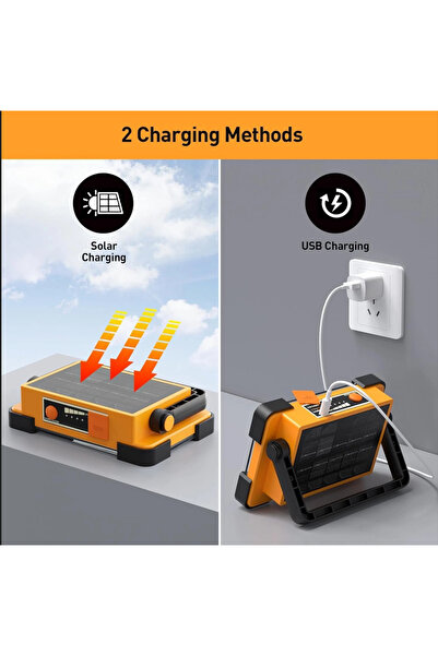 HITAM 180 LED Solar Work Light Portable, USB Rechargeable, 4 Light Modes, Cam...