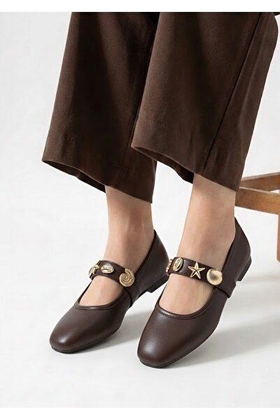 Nstil Daily Women's Flat Shoes with Straps and Gold Buckle, Silent, Lightweig...