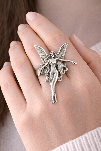 HER ŞEY NOTA www.herseynota.com Winged Fairy Model Adjustable Ring – Silver C...