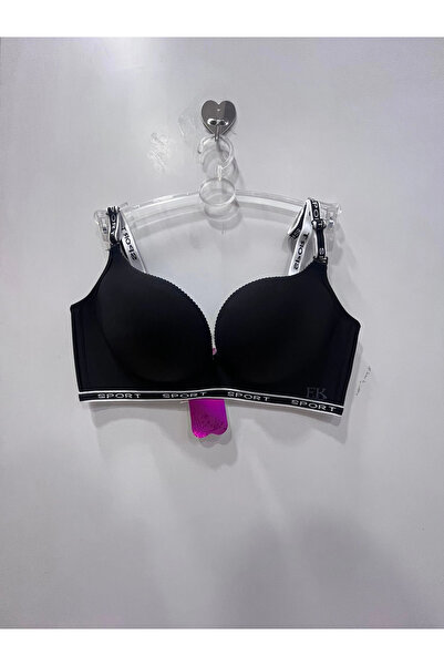 F.K Women's Padded Laser Cut Black Bra Without Underwire