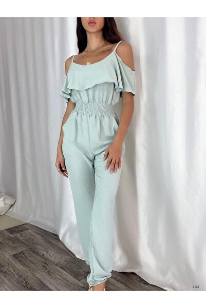 Modafeminen Mint Strap Ruffled Stylish Jumpsuit 582123
