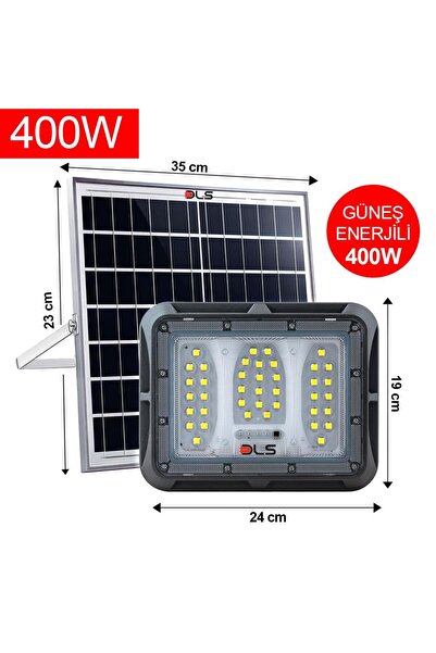 DLS 400W Güneş Enerjili Solar LED Projektör Harici Solar Panelli, 5 Metre Kab...