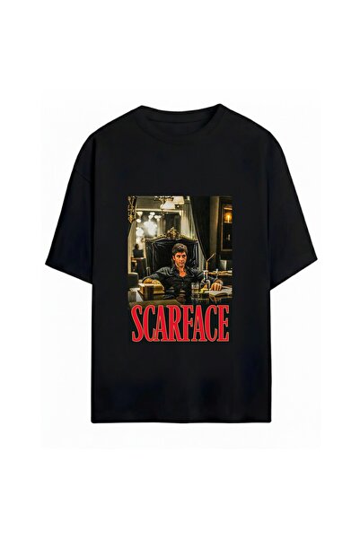 SVART WEAR تي شيرت مطبوع عليه Scarface للجنسين مقاس كبير