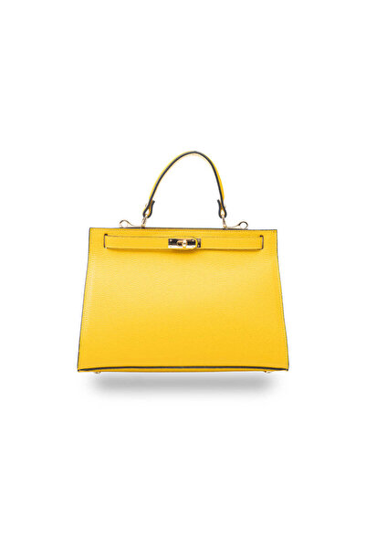 TORO NERO Geantă galbenă din piele naturală pentru femei Chantes