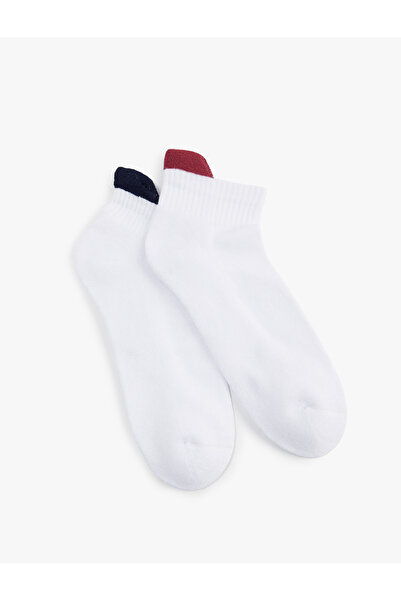 Koton Color Contrast Detailed Cotton 2-Piece Towel Booties Socks Set