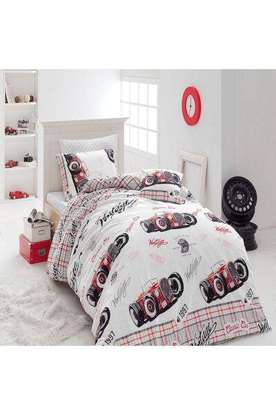 Studio Casa Old Car Studio Casa single bed linen, 100% Cotton ranforce, Multi...