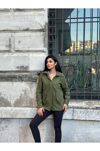 GAMZE ALPTEKİN Combed Cotton Hooded Vest Denim Jacket Set Sleeve Embroidery D...