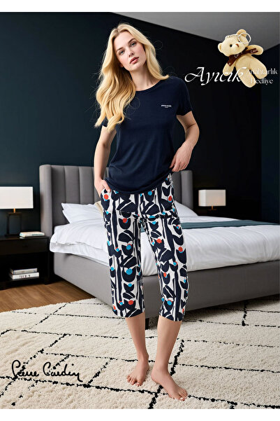 Pierre Cardin Women's Short Sleeve Capri Pajama Set – Comfortable Fit Modal &...