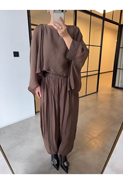 BB Bensu Buyruk Elastic Waist Shalwar Pants Brown