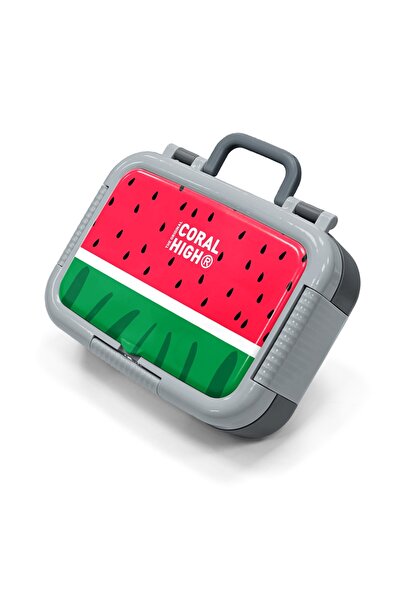 Coral High Παιδικό κουτί φαγητού από ανοξείδωτο ατσάλι με σχέδιο κόκκινο πράσ...