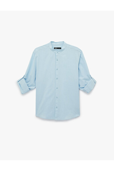 Koton Cotton Regular Fit Button Detailed Long Sleeve Court Collar Shirt