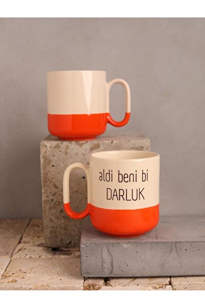 Çabri Gonzalez Cream & Orange 300ml Ceramic Pro Mug – “Aldi Beni Bi Darluk” P...
