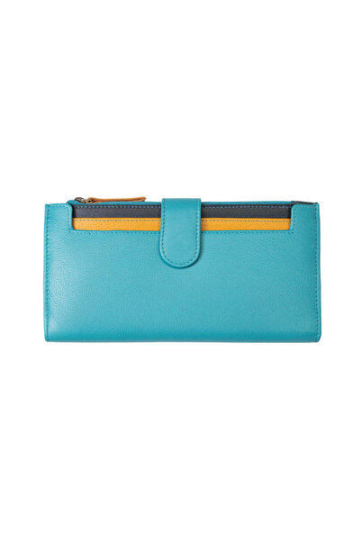 TORO NERO Women's wallet made of genuine turquoise leather Cory, Rfid protection