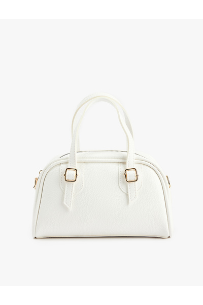 Koton Faux Leather Zippered Handbag with Strap Handle and Metal Accessories