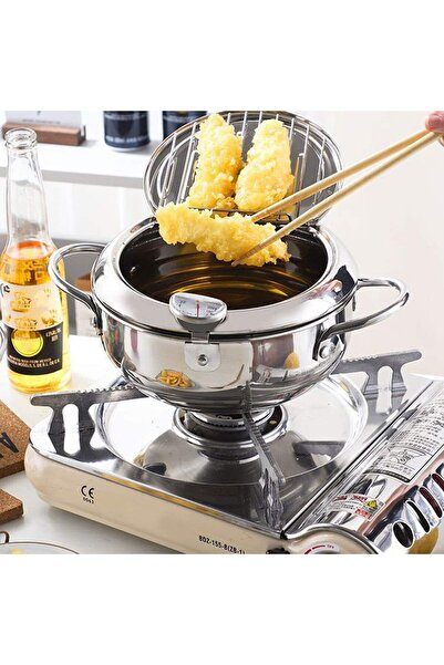 Generic 2.2L Stainless Steel Deep Fryer Pot with Thermometer 20cm, Grill Pot ...