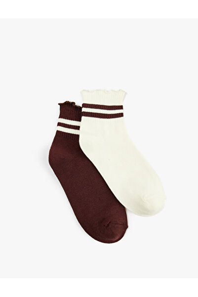 Koton Striped Ruffle Detailed 2-Piece Sock Set