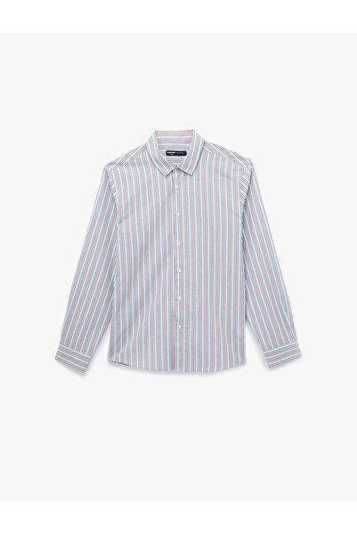 Koton Regular Fit Classic Collar Poplin Cotton Long Sleeve Striped Shirt