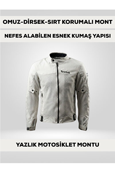 REVERTECH White Summer Mesh Motorcycle Jacket Ce Protected Breathable Lightwe...