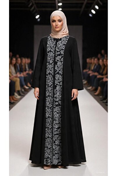 Misk couture Black abaya with velvet on the back