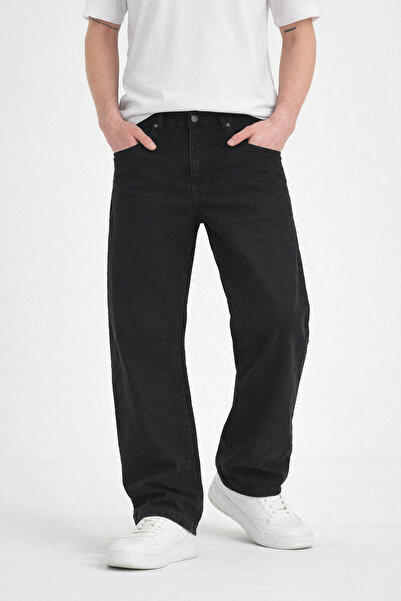 Polo State Blugi negri pentru bărbați, cu croială largă, cu aspect spălat