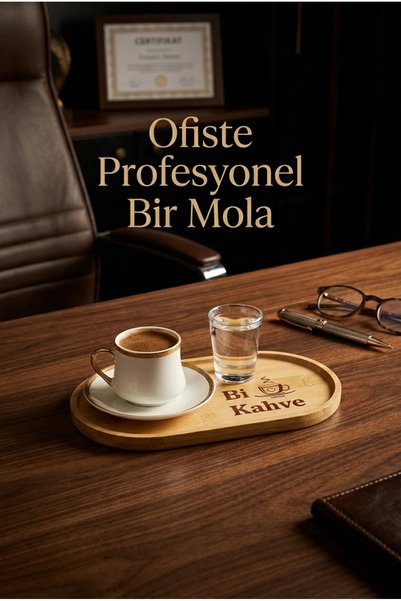 EMBazaar 6'Lı Bambu bi kahve Sunum Seti,İkramlık,Kahve Sunumluk,Bambu Tabak,Bambu Servis Seti,Hediyelik bambu