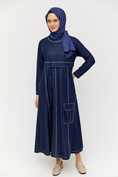 Setrms Kargo Cepli Kontrast Dikişli Elbise