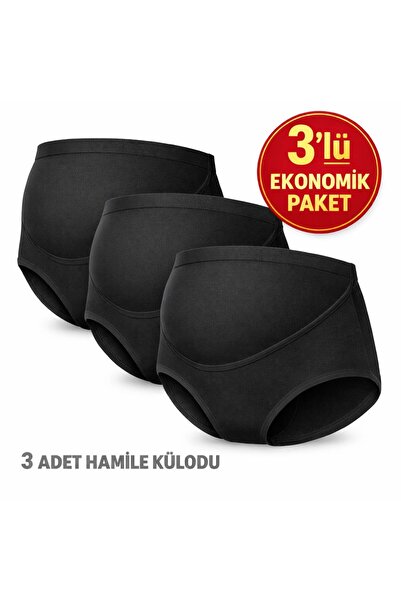 QULAT High Waist Maternity Panties Set of 3 – Mixed Colors (Black/White/Skin)