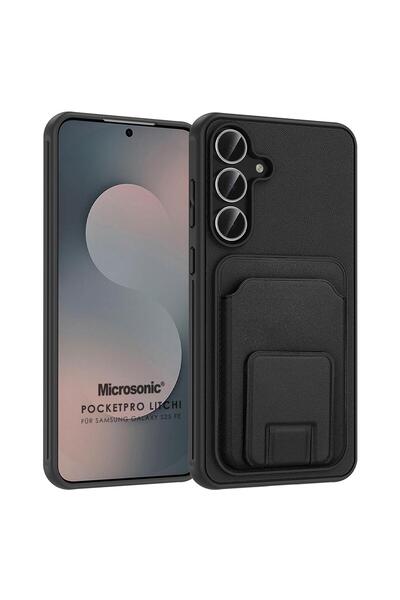 Microsonic Samsung Galaxy S25 Fe Case Pocketpro Litchi Black