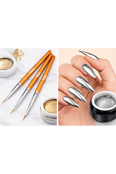 QNAİL PROFESSİONAL Gümüş Gel Metalik jel Paint Metalik Gri Nail Art Kalıcı Oj...