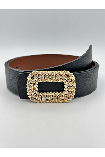 MODAM HİFA Gold Buckle Stoned Women's Belt Trouser Belt Dress Belt Shirt Belt...