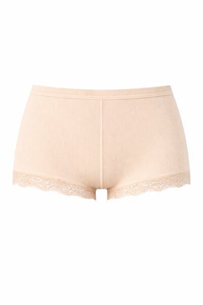 İncili Kadın Ribana Dantel Detaylı Boxer Şort Külot – Yumuşak Esnek İç Giyim