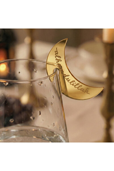 iwa concept 6'lı Elhamdülillah Yazılı Akrilik Ramazan Bardak Süsü - Masa Sana...