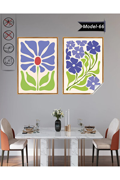 Akıllı Kağıt Statik Tutunma Özellikli Tablo - Poster Çiçek (Model- 66)