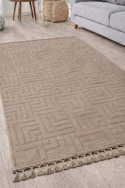 Merinos Rölyef Örgü Saçaklı Çeşme Elit Kaymaz Taban Salon Mutfak Koridor Halı...