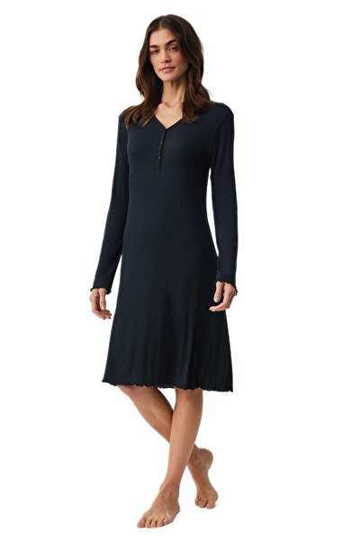 Penyemood Cămașă de noapte neagră pentru femei, din bumbac pieptănat, Mood 9929