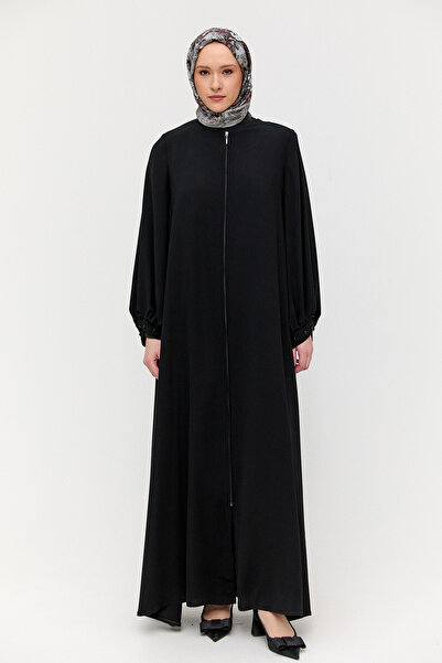 Setrms Manşeti Taşlı Fermuarlı Ferace