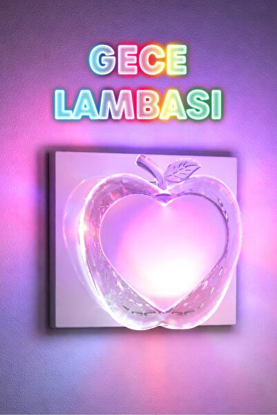 Telvesse RGB Gece Lambası Kalp Tip Koridor Hol Işığı Uyuma Işığı Renkli Işık ...