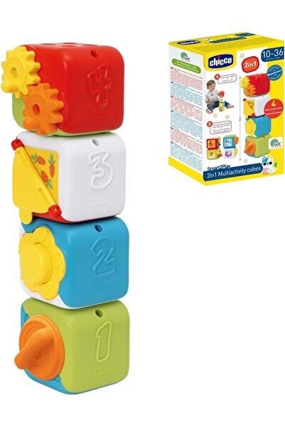 Chicco Cubi Multiactivity 2-in-1, Set of 4 Colourful Animal Blocks