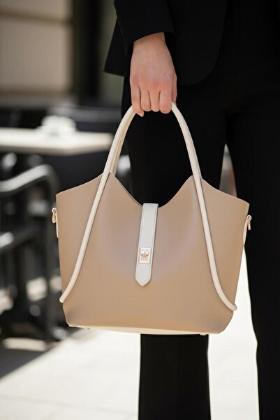 GIG Lock Detailed Tote Women's Hand and Shoulder Bag with Puppy Detail and In...