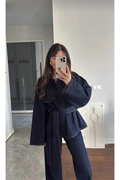 MODA DURAĞI KEMER DETAYLI TAKIM Lacivert