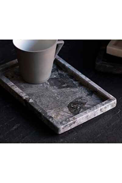 Generic small decorative grey marble tray size 12.5x20x2cm