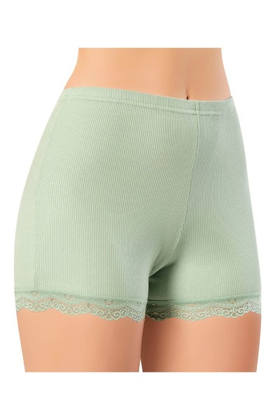 İncili Kadın Ribana Dantel Detaylı Boxer Şort Külot – Yumuşak Esnek İç Giyim