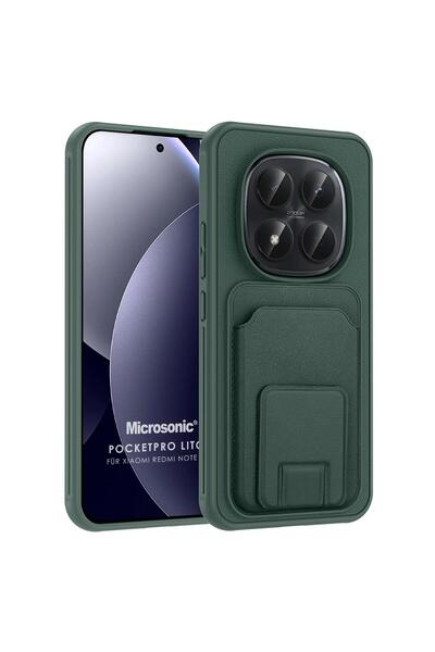 Microsonic Redmi Note 15 Pro Plus 5g Case Pocketpro Litchi Dark Green
