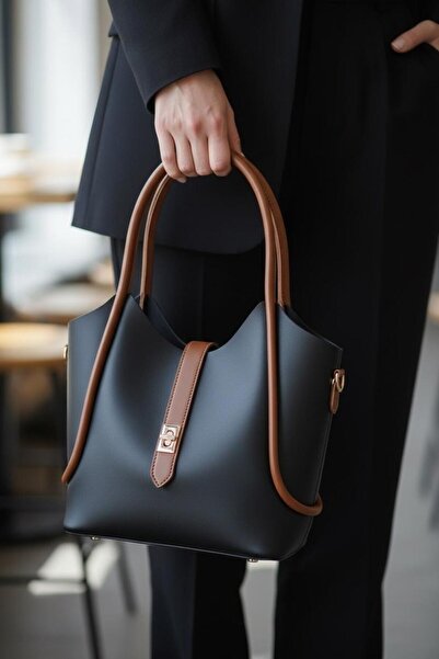 GIG Lock Detailed Tote Women's Hand and Shoulder Bag with Puppy Detail and In...